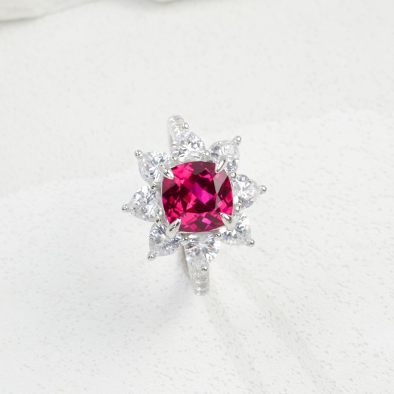 S925 Lab Ruby Ring(YXR0887R)