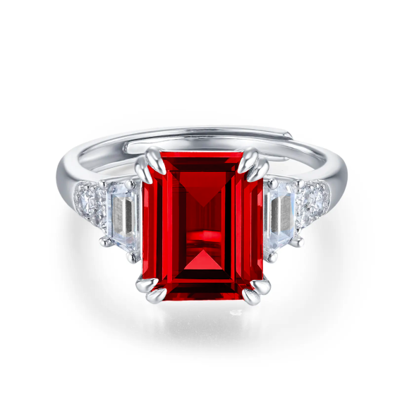 925 Silver Lab-Grown Ruby Ring(ZHF-R1608R)