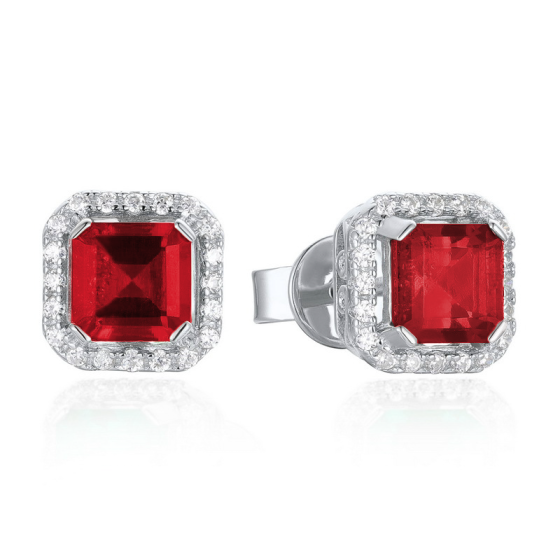 925 Silver Lab Ruby Stud Earrings（ZHF-E2020275R)
