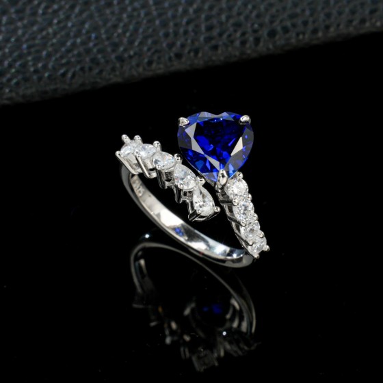 925 Silver Lab-Created Sapphire Ring(ZHF-R5505B)