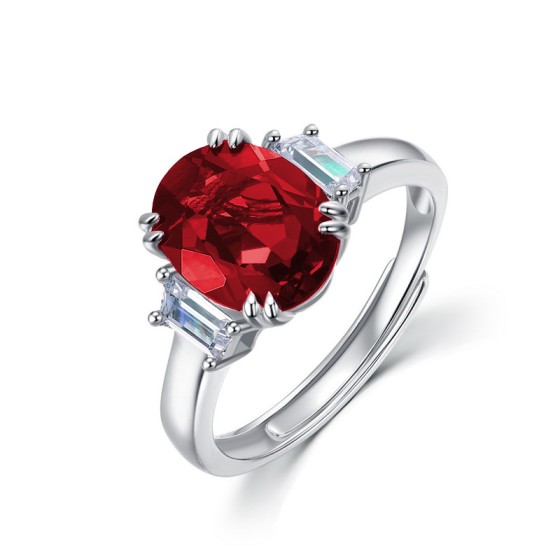 925 Silver Lab-Grown Ruby Ring(R1607R)