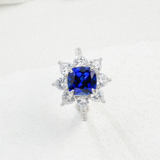 925 Silver Lab-Created Sapphire Ring(YXR0887B)