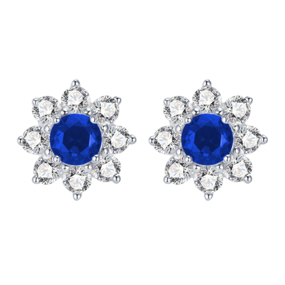 925 Silver Lab Sapphire Earrings(ZHF-E1550B)