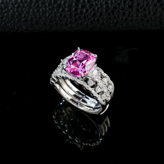 925 Sterling Silver Stackable Lab Grown Padparadscha Sapphire Ring(ZHF-R515HR)