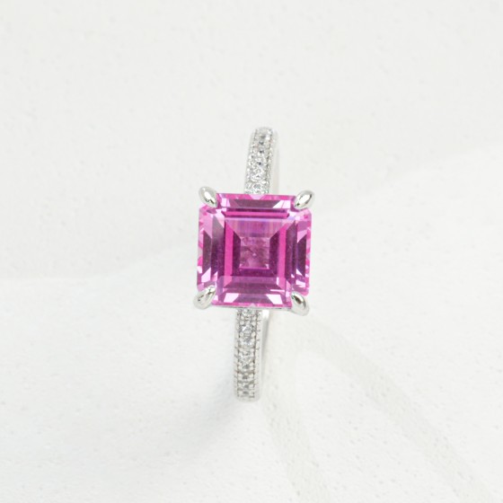 925 Silver Lab Grown Padparadscha Sapphire Ring(R0070HR)