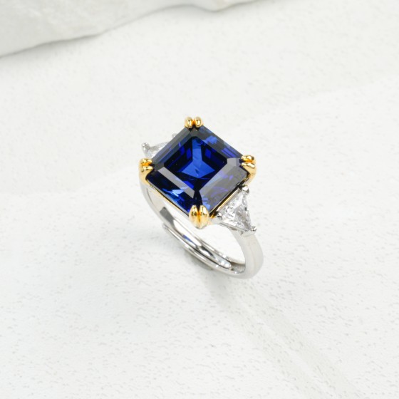 925 Silver Lab-Created Sapphire Ring(R20250910B)