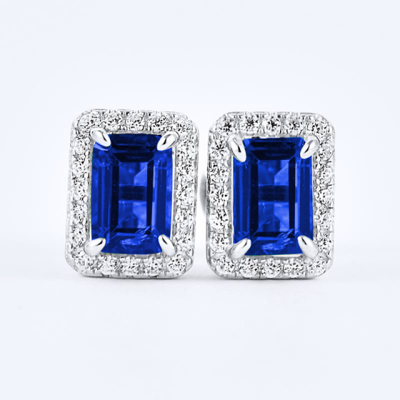 925 Silver Lab Sapphire Earrings(ZHF-678)