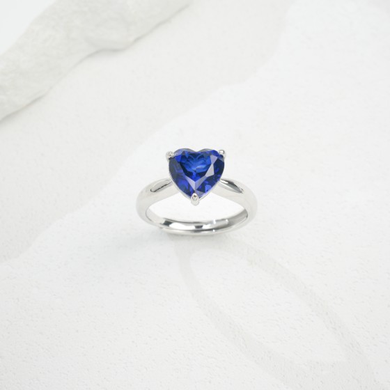 925 Silver Lab-Created Sapphire Ring(R1050B)