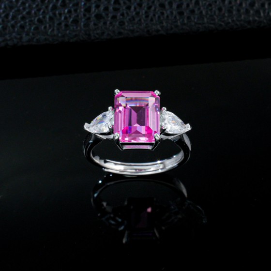 925 Silver Lab Grown Padparadscha Sapphire Ring(R1053HR)