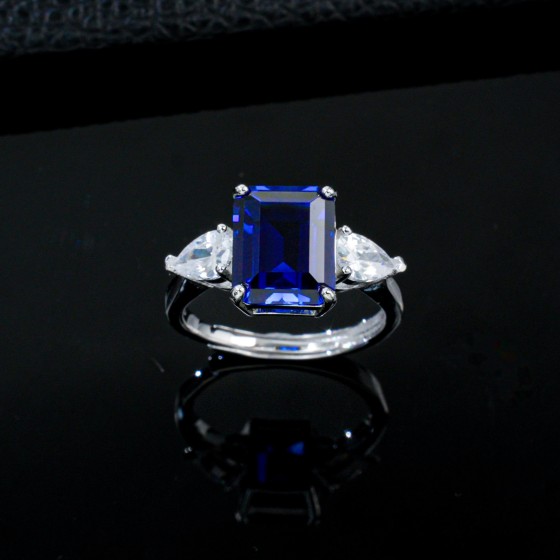 925 Silver Lab-Grown Sapphire Ring（R1053B)