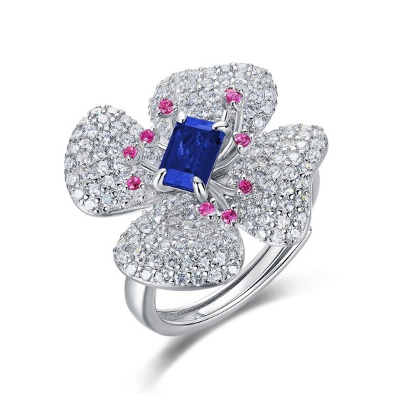 925 Silver Lab-Grown Sapphire Ring(213JR0003B)