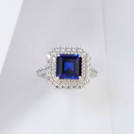 925 Silver Lab-Grown Sapphire Ring（ZHF-R0028DB)12#14#15#16#17#