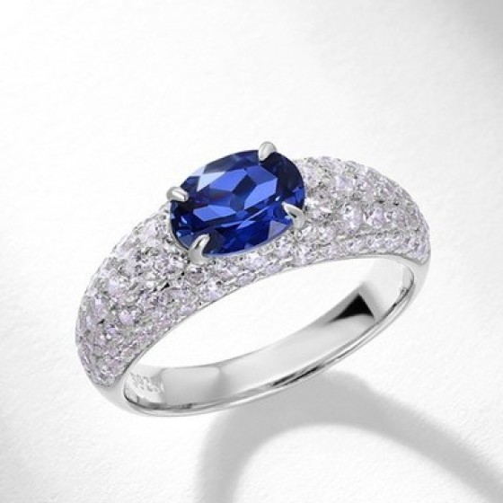 925 Silver Lab-Grown Sapphire Ring（ZHF-R1437B)13#14#15#17.5#18#