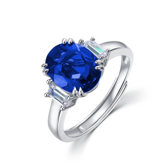 925 Silver Lab-Grown Sapphire Ring(R1607B)