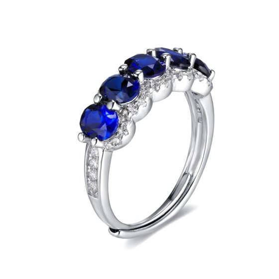 925 Silver Lab-Grown Sapphire Ring(ZHF-R1441B)