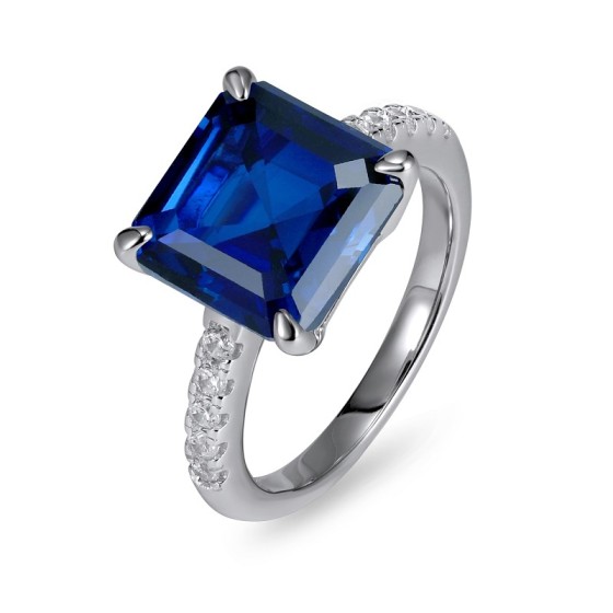 925 Silver Lab-Grown Sapphire Ring(R0130B)