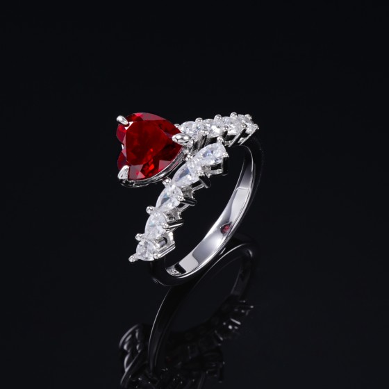 925 Silver Lab-Grown Ruby Ring(ZHF-R5505R)