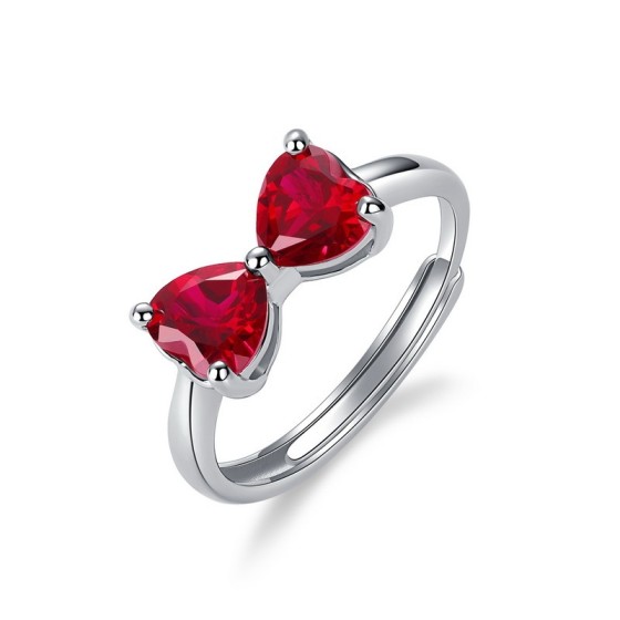 925 Silver Lab-Grown Ruby Ring(ZHFR1689R)