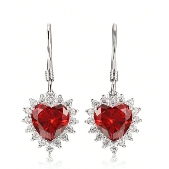 925 Silver Lab-Grown Ruby Earrings(ZHF-XY01R)
