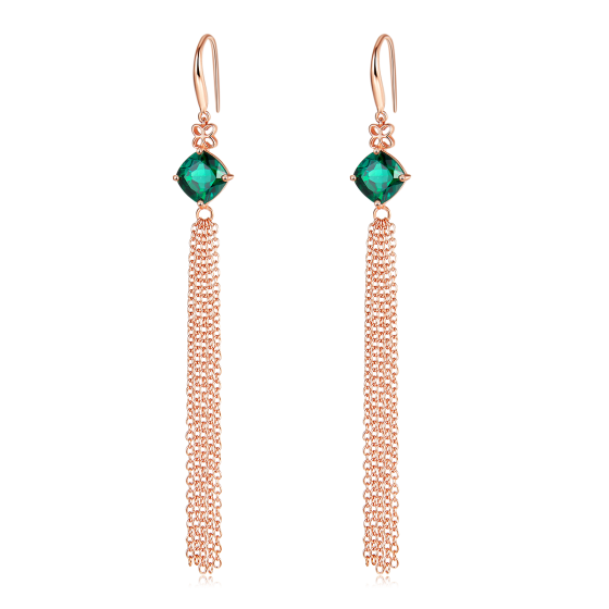 925 Silver Lab Emerald Earrings（A73-E2020983)