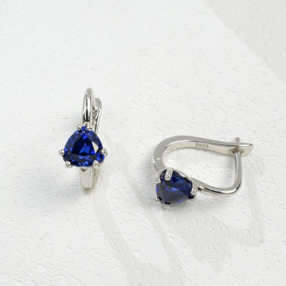 925 Silver Lab Sapphire Earrings(ZHF-E2013B)