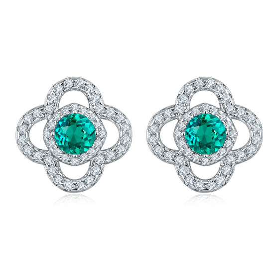925 Silver Lab Emerald Earrings(ZHF0002)