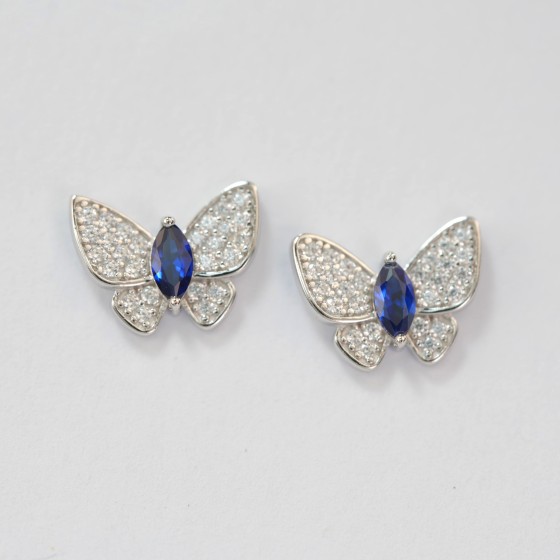 925 Silver Lab Sapphire Earrings(E-2026B)