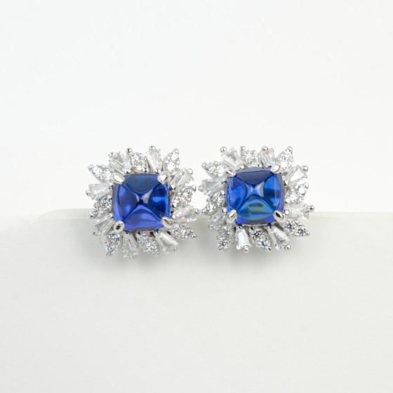925 Silver Lab Sapphire Earrings(LSP00228B)