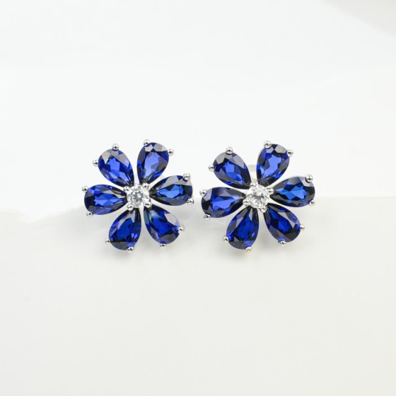 925 Silver Lab Sapphire Earrings(E-116B)