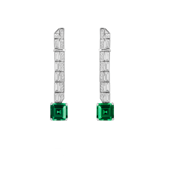 925 Silver Lab Emerald Earrings(E0758)
