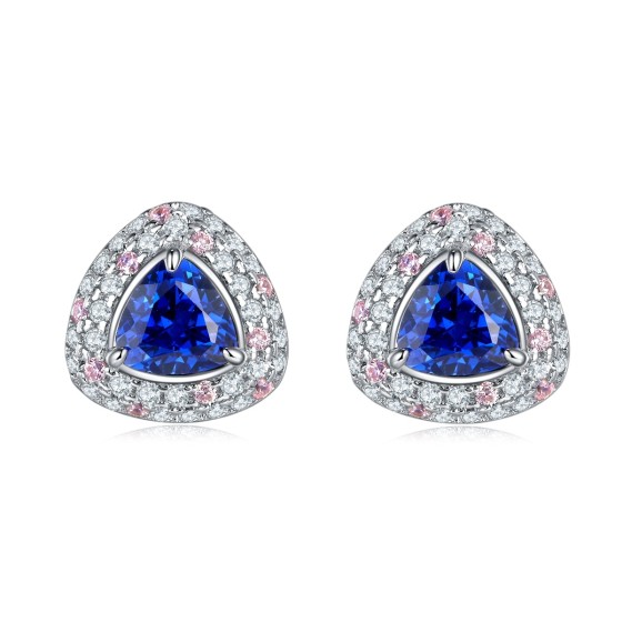 925 Silver Lab Sapphire Earrings(ZHF-E1692B)
