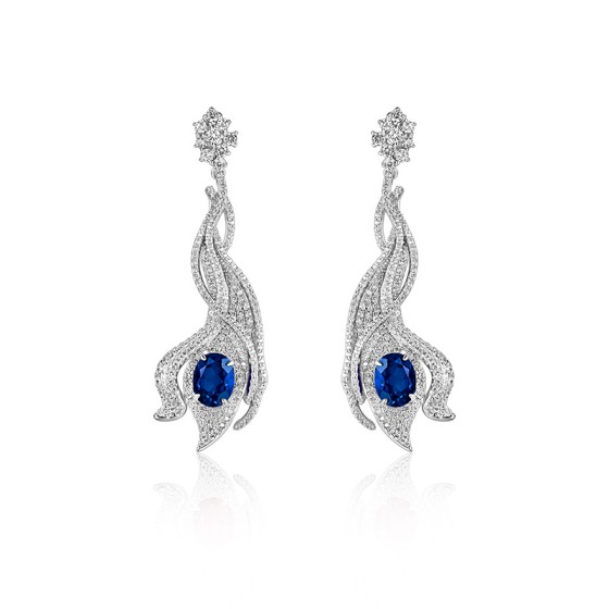 925 Silver Lab Sapphire Earrings(ZHF-E0813B)