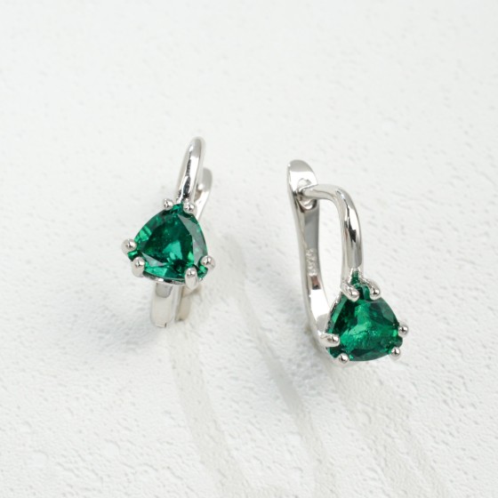 925 Silver Lab Emerald Earrings(ZHF-E2013L)