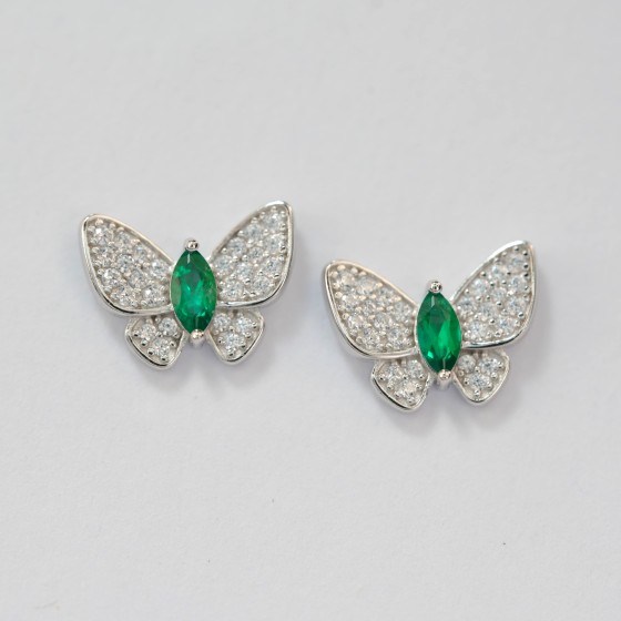 925 Silver Lab Emerald Earrings(E-2026L)
