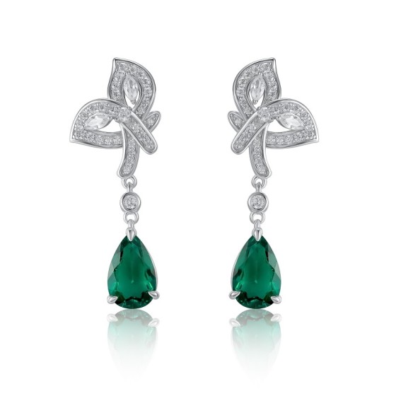 925 Silver Lab Emerald Earrings(ZHF-E0808)