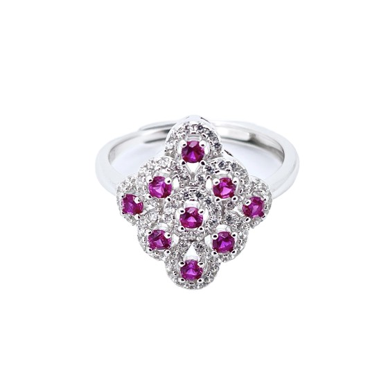 925 Silver Lab-Grown Ruby Ring(ZHF-R1661R)