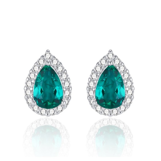 925 Silver Lab Emerald Earrings(ZHF-E1617)
