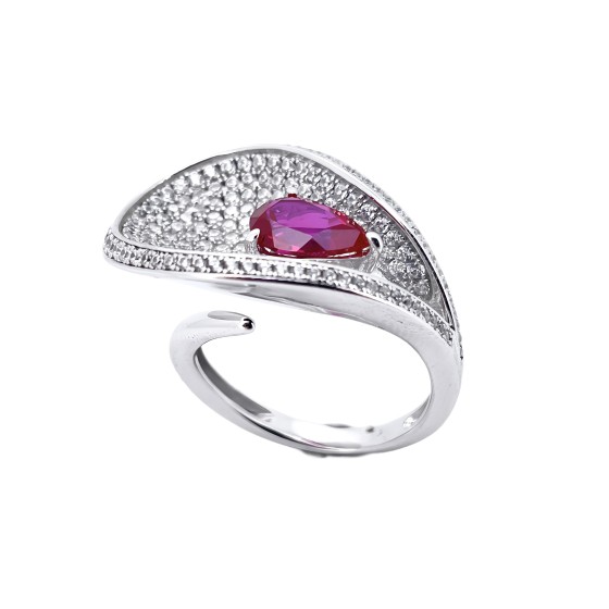 925 Silver Lab-Grown Ruby Ring(ZHF-R202318R)