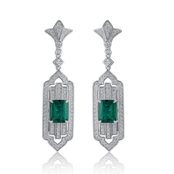 925 Silver Lab-Grown Emerald Earrings(E0825)