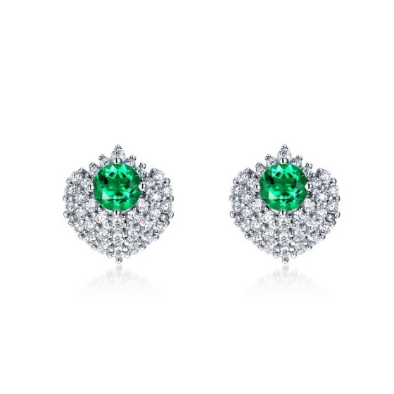925 Silver Lab-Grown Emerald Earrings(A73-E2020419)