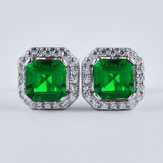 925 Silver Lab-Grown Emerald Earrings(E2020275)