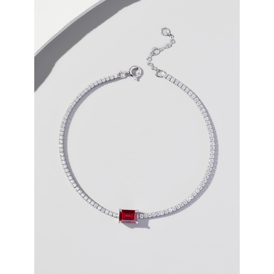S925 Sterling Silver Lab-Grown Ruby Bracelet(ZHF-318)