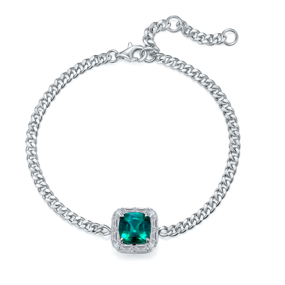 925 Silver Lab-Grown Emerald Bracelet(ZHF-B5522)