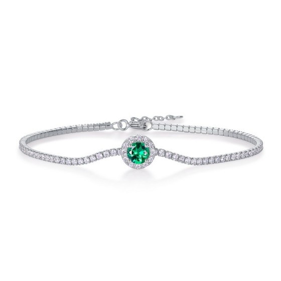 925 Silver Lab-Grown Emerald Bracelet(ZHF-L1725)