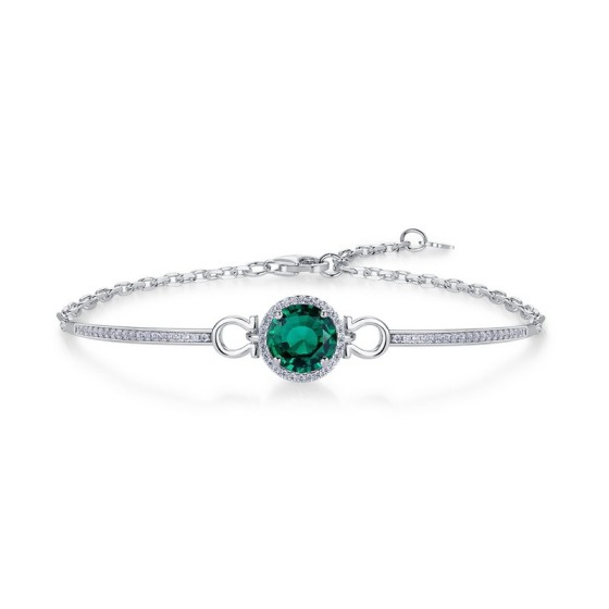 925 Silver Lab-Grown Emerald Bracelet 1ct(B20202743)