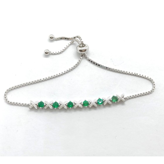 925 Silver Lab-Grown Emerald Bracelet(A73-B2020427)