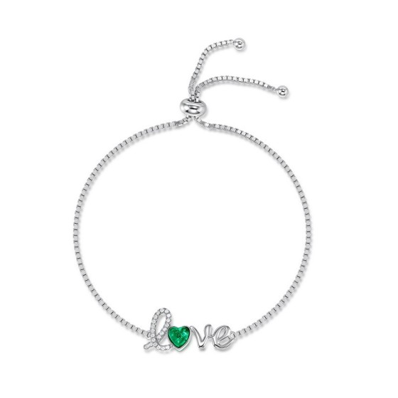925 Silver Lab-Grown Emerald Bracelet(A73-B2020429)