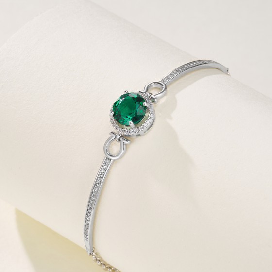 925 Silver Lab-Grown Emerald Bracelet 2CT(B20202744)