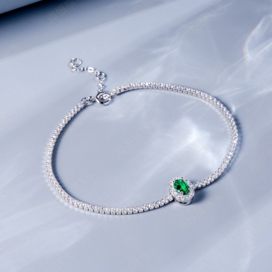 925 Silver Lab-Grown Emerald Bracelet(ZHF-L1727)
