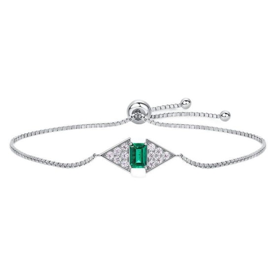 925 Silver Lab-Grown Emerald Bracelet(A73-B2020865)
